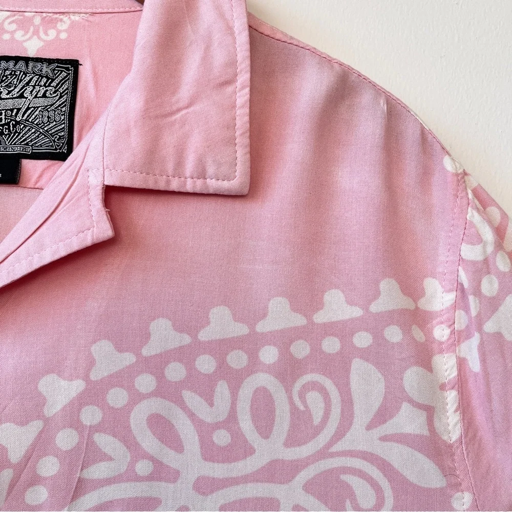 Men’s Brooklyn Cloth Pink Rayon Paisley Resort Short Sleeve Shirt Size S